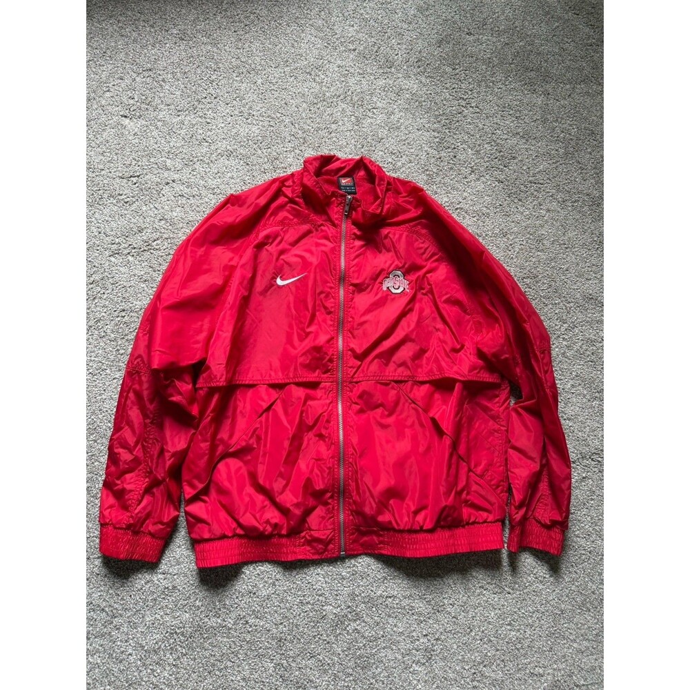 Nike Ohio State Buckeyes Mesh Windbreaker Jacket Mens Large Red Lightweight
